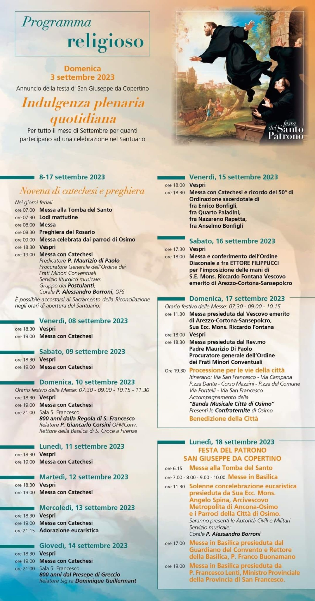 Programma della festa di S. Giuseppe 2023